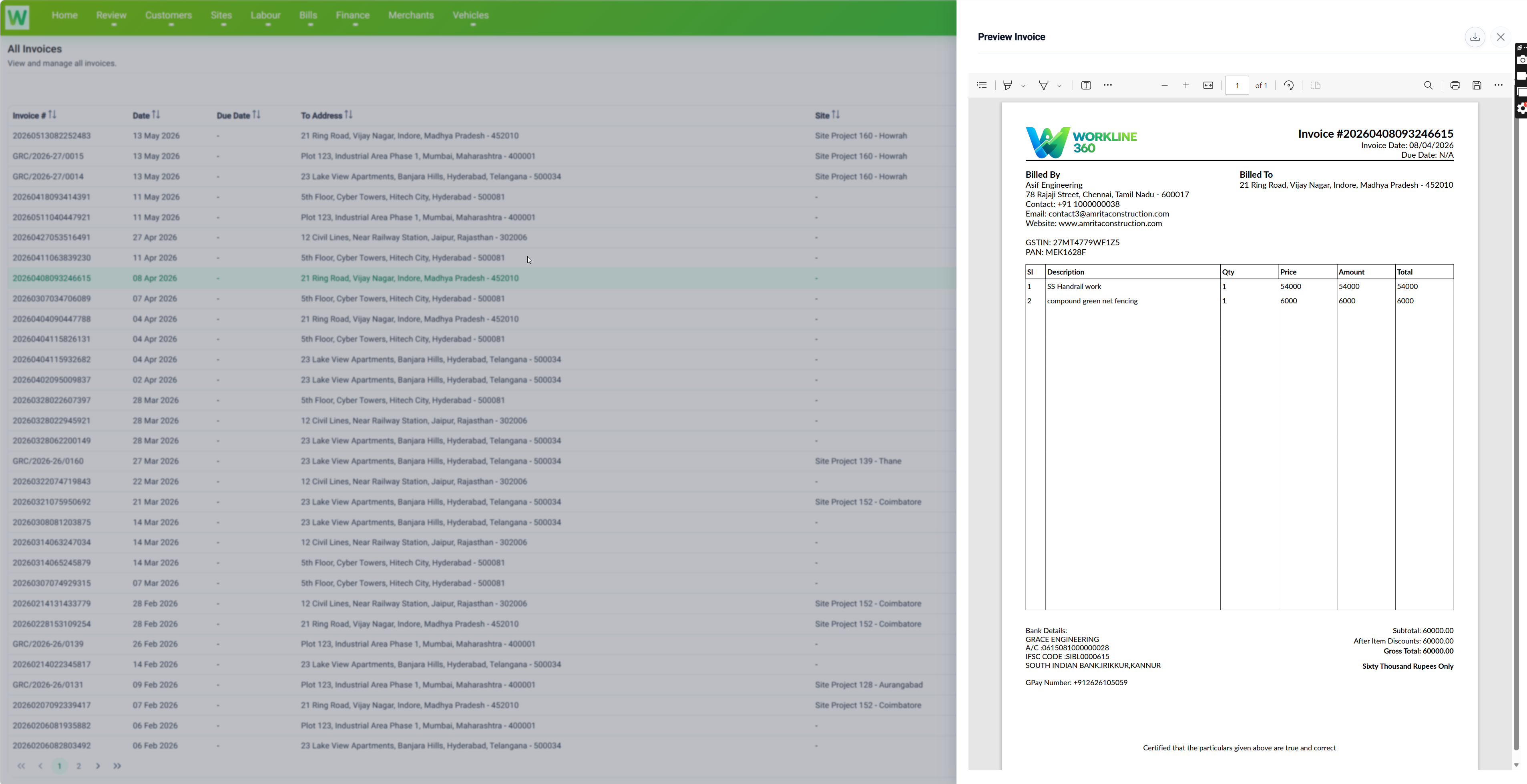 Customer Invoice